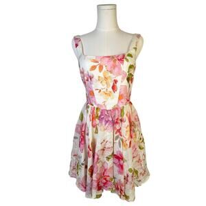 Lavender Brown Medium Floral Fit Flare Dress USA Made Cottage Romantic Pockets